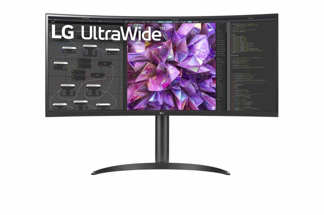 LG 34'' 21:9 välvd UltraWide™ QHD-skärm (3440 x 1440), Vy av framsidan, 34WQ75C-B