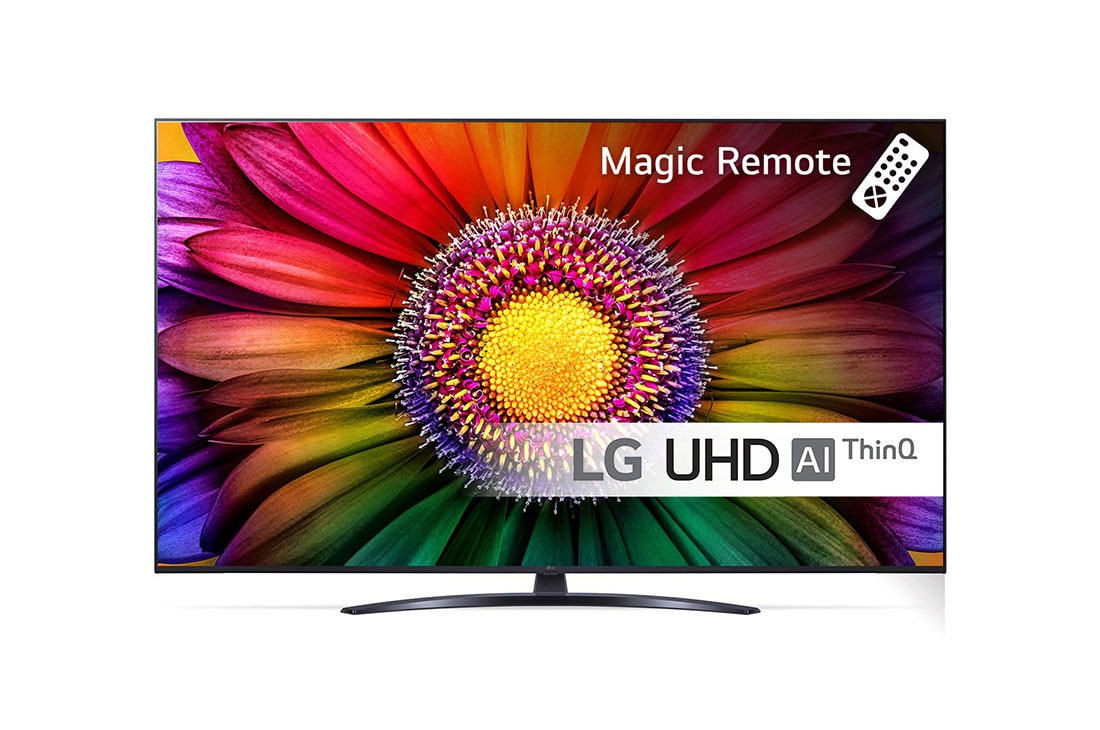 LG 65'' UHD UR81 - 4K TV (2023), LG UHD TV sedd framifrån, 65UR81006LJ