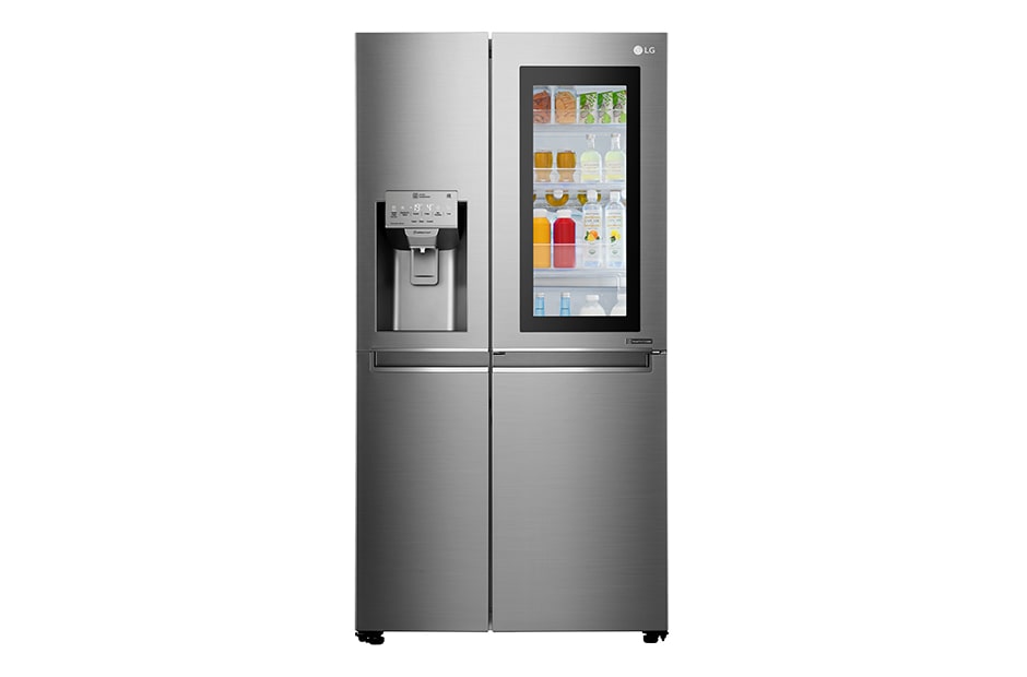 LG Americká chladnička | InstaView Door-in-Door™ | F (v rozsahu A až G) | Hrubý objem 675 l | 431 kWh/rok | LG Lineárny invertorový kompresor | LG Total No Frost | Multi-Air Flow™ | Nápojový automat | Pure N Fresh™ | ThinQ™ + WiFi, GSX961NSAZ
