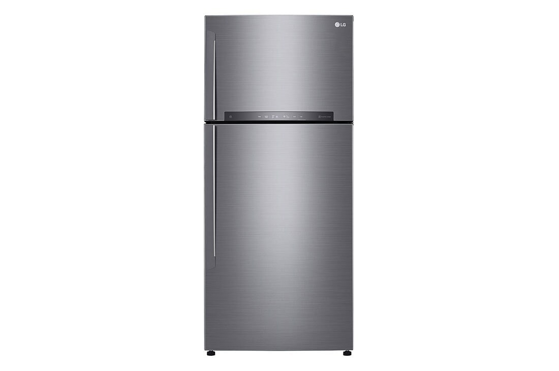 LG Réfrigérateur deux portes de 547 litres avec compresseur à onduleur Smart Inverter, Door Cooling+™ et LED tactile, ThinQ™ avec Wi-Fi - Platine argent, GN-H702HLHL