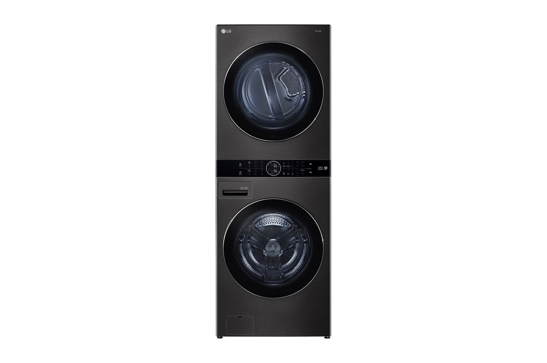 LG WashTower™ AI智控洗乾衣機 (尊爵黑)｜洗衣19公斤+乾衣16公斤, 前空間櫃, WD-S1916B