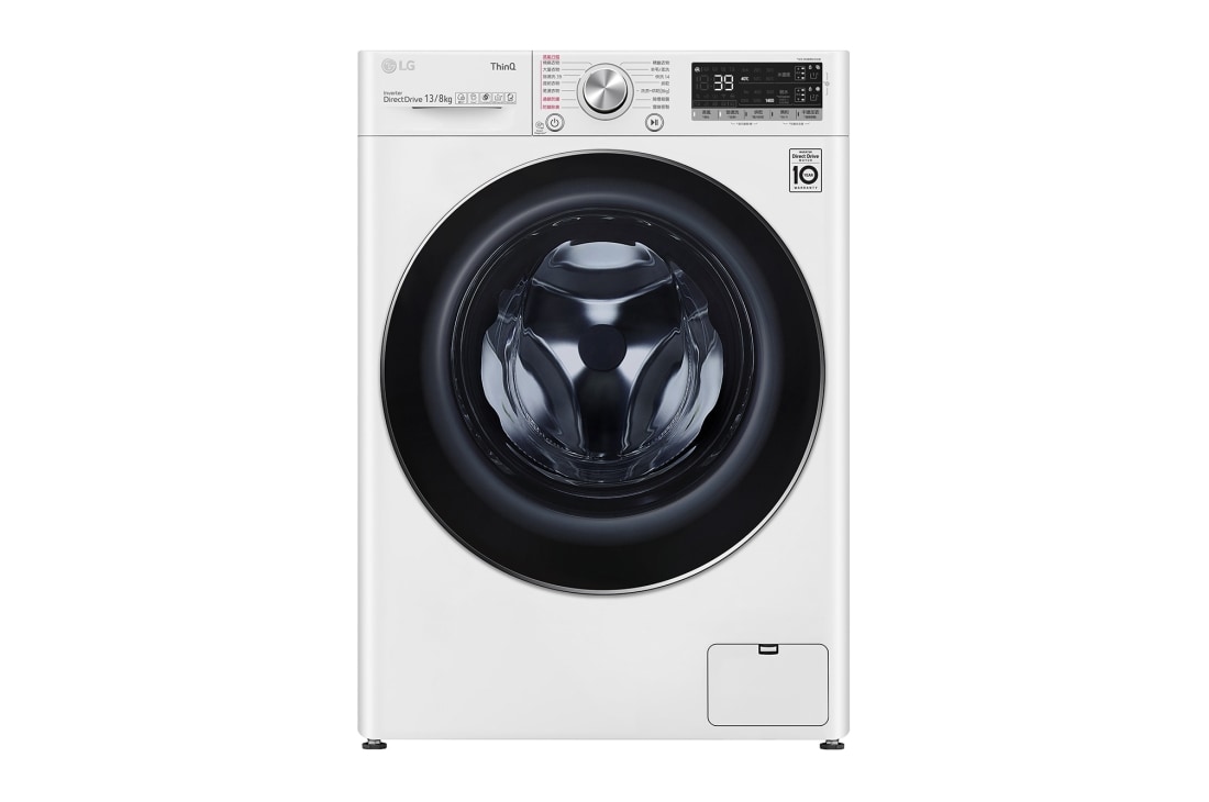 LG 蒸氣滾筒洗衣機 (蒸洗脫烘)｜洗衣13公斤+烘衣8公斤 (冰瓷白), 前空間櫃, WD-S13VDW