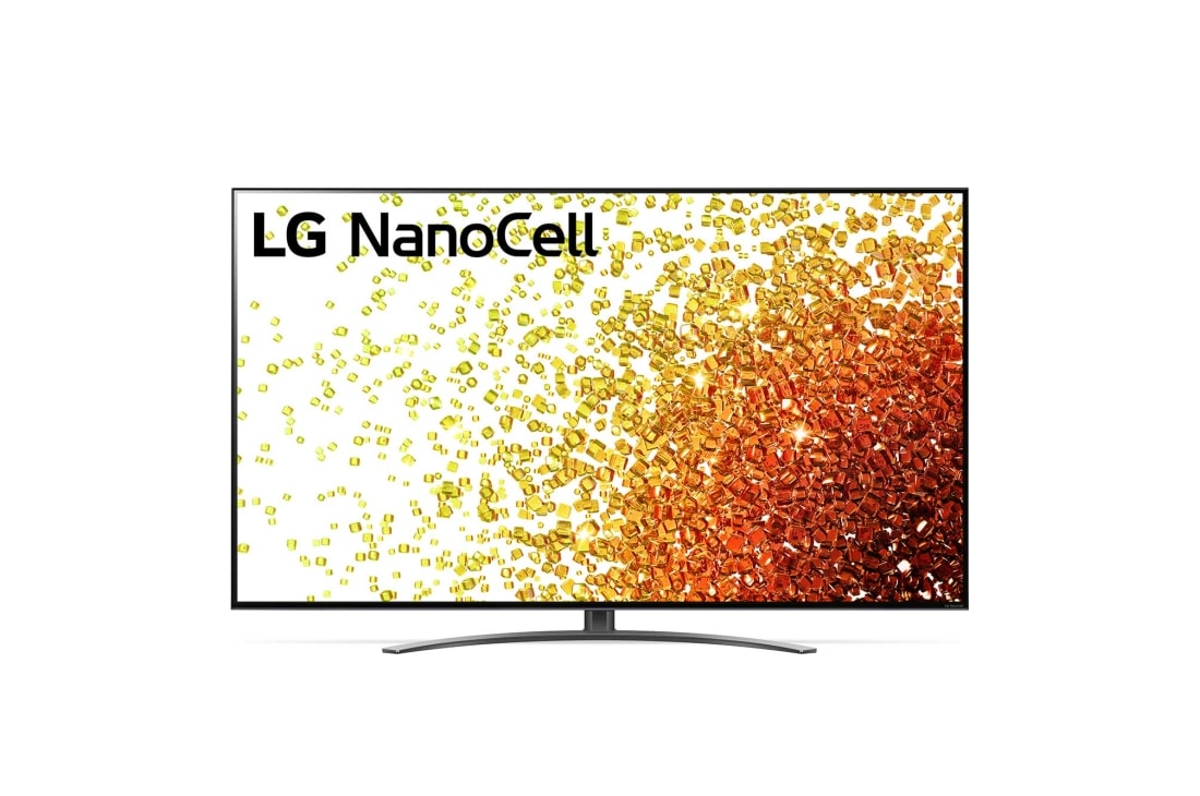 LG Телевізор LG NanoCell 91 | 55 дюймів | 4K | 2021, Вид спереду телевізора LG з технологією NanoCell, 55NANO916PA