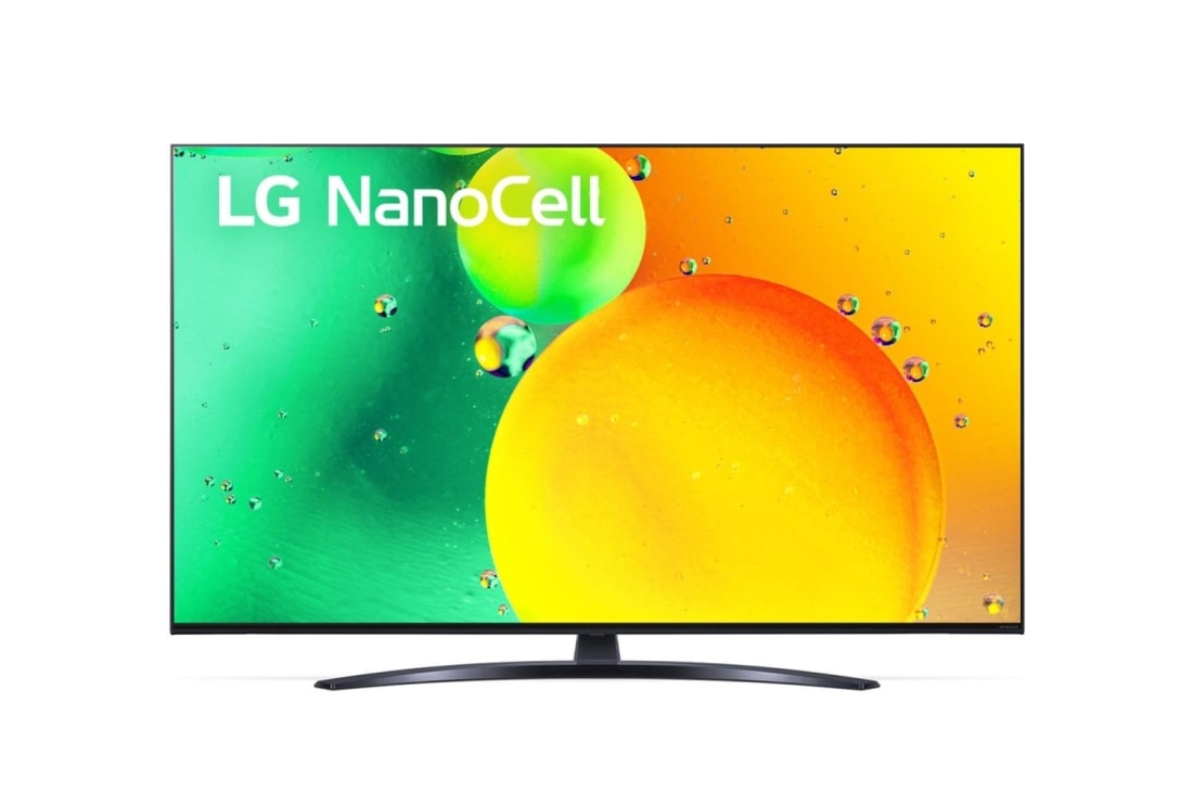 LG Телевізор LG NanoCell 76 | 65 дюймів | 4K | 2022, Вид спереду телевізора LG з технологією NanoCell, 65NANO766QA