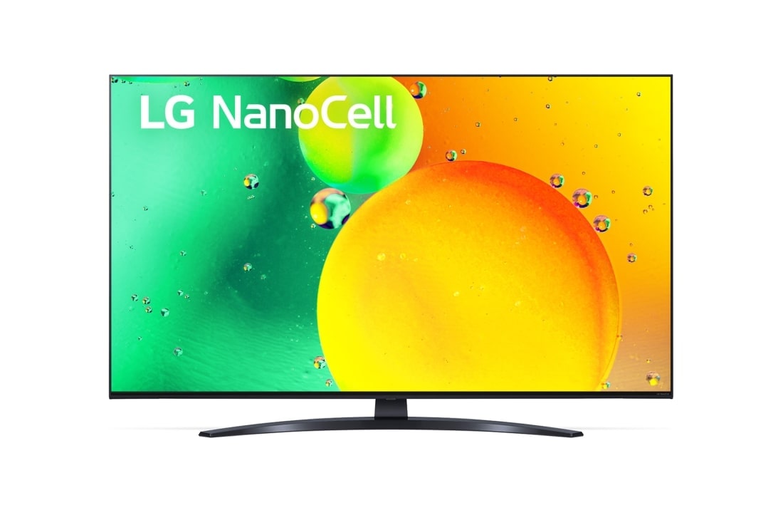 LG Телевізор LG NanoCell 76 | 50 дюймів | 4K | 2022, Вид спереду телевізора LG з технологією NanoCell, 50NANO766QA