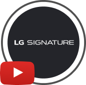 The LG SIGNATURE logo imposed on a black background surrounded by a circle with the YouTube logo.