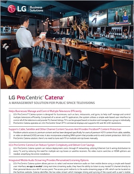 Brochure  LG Pro:Centric® Catena® – A Management Solution for Public Space Televisions