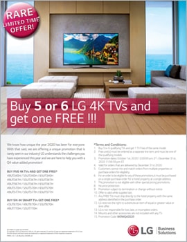 One Page Buy 5 or 6 LG 4K TVs and get one FREE