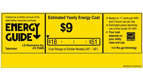<span>47LY540S Energy Guide</span>
