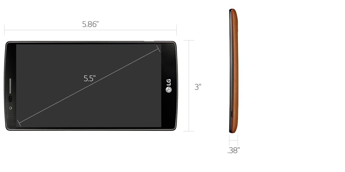 The display of the LG G4 measures 5.5 inches tall.