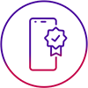 Mobile device with check mark badge icon