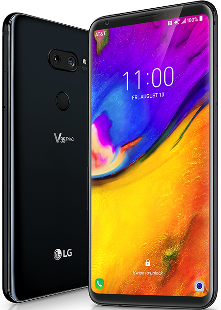 Front and back of the LG V35 ThinQ device
