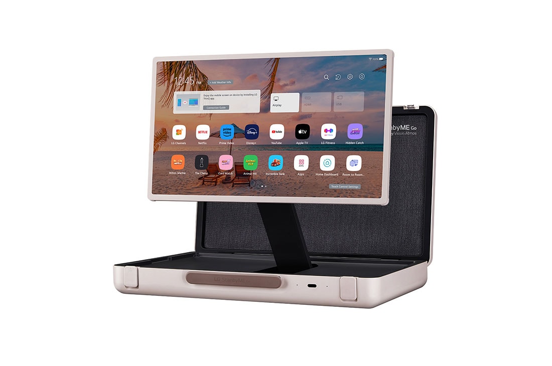LG Thiết bị giải trí xách tay LG StanbyME Go - 27inch cảm ứng, không dây, tích hợp pin 3h, Chế độ xem bên 47 độ của chế độ ngang với chiều cao hiển thị được điều chỉnh lên hiển thị màn hình chính, 27LX5QKNA