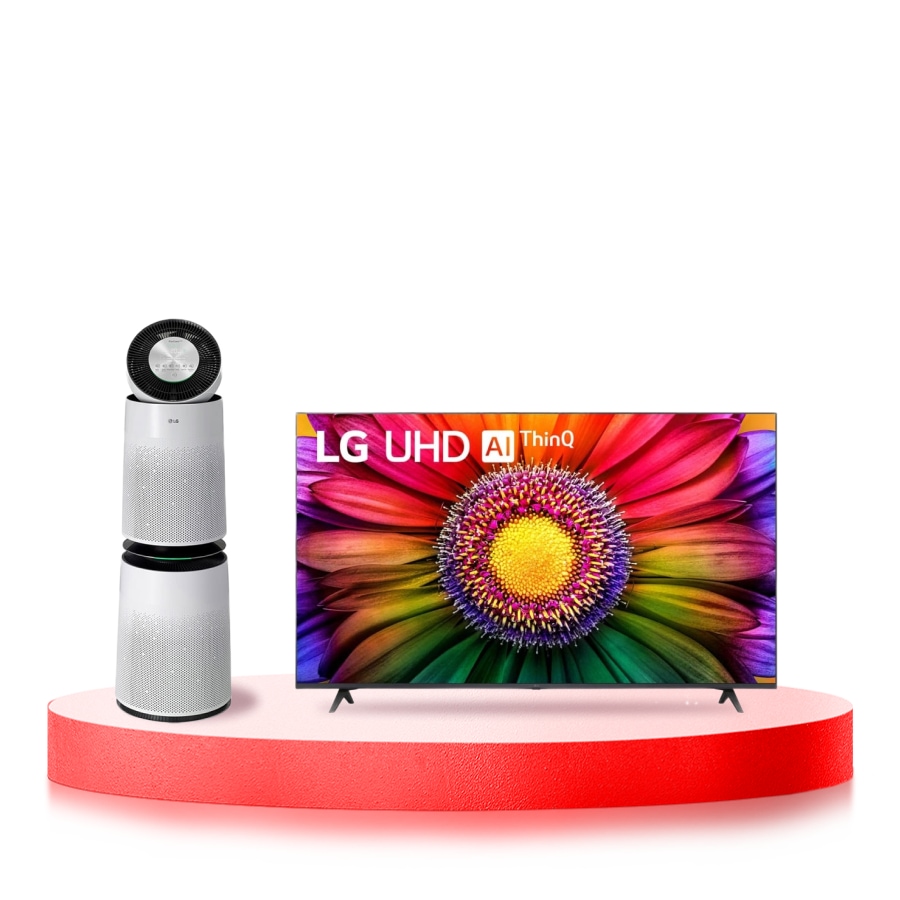 LG Combo Máy lọc khí PuriCare 360 2 tầng màu trắng & Tivi LG UHD 4K 65inch 2023 | 65UR8050, bundle front image, AS1065UR.ABAE