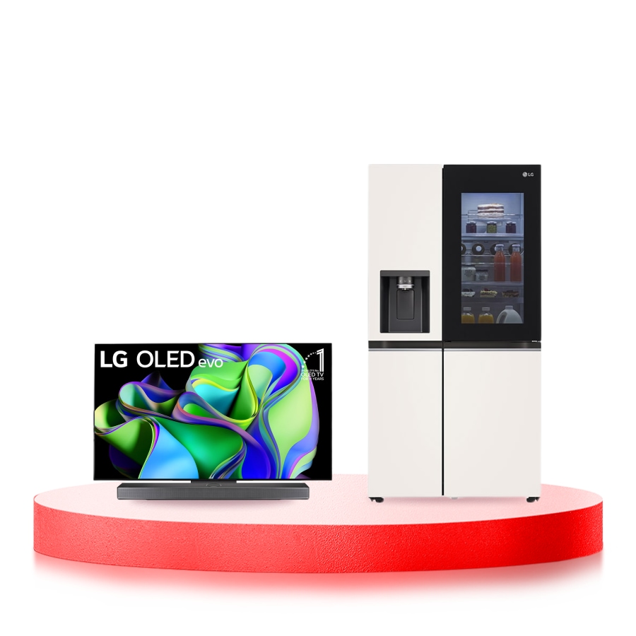 LG Combo Tivi LG OLED evo C3 55 inch 2023 4K Smart TV | OLED55C3 & Tủ lạnh LG Instaview Door-in-door và ngăn lấy nước ngoài UV nano 635L màu be GR-X257BG, Bundle image, O55C3GX257.ABAE