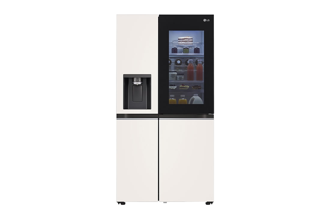 LG Tủ lạnh LG Instaview Door-in-door và ngăn lấy nước ngoài UV nano 635L màu be GR-X257BG, hình ảnh đèn chiếu lên thực phẩm ở mặt trước, GR-X257BG