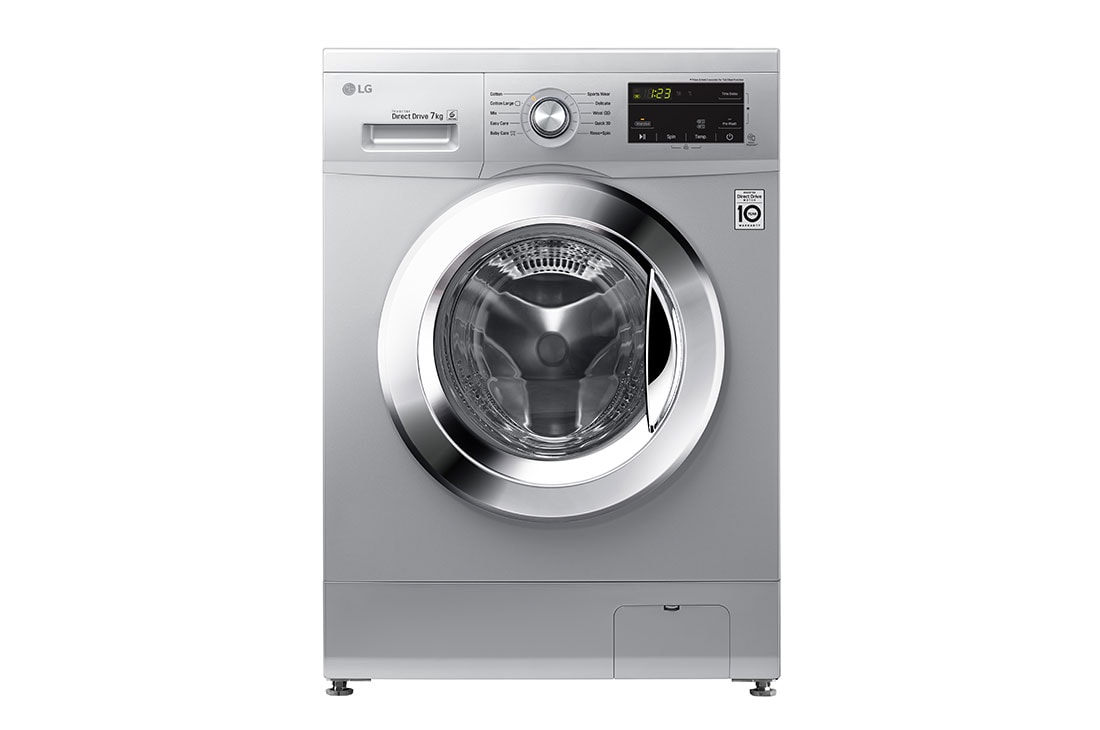 LG 7KG Luxury Silver Front Loader Washing Machine - FH0J3HDNP5P, LG FH0J3HDNP5P Front View, FH0J3HDNP5P