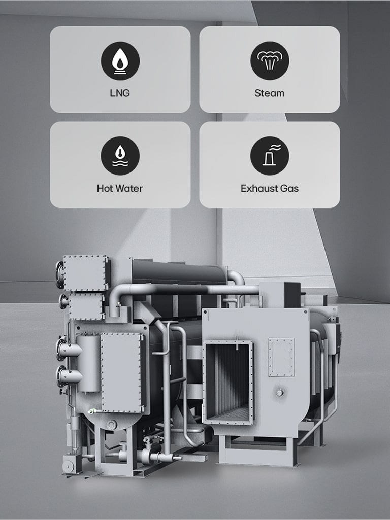 LG Absorption Chiller Hybrid Type refrigeration cycle diagram is displayed.