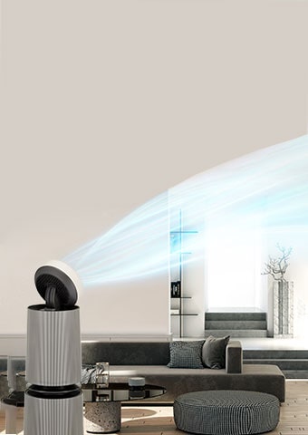 It shows that the wind from the product extends far away