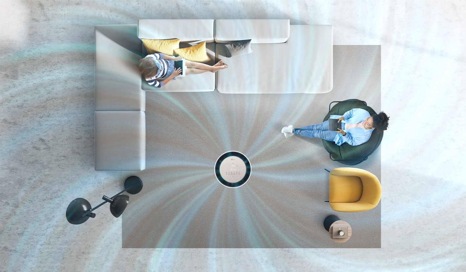 Wherever the product is, it turns 360 degrees to purify the air