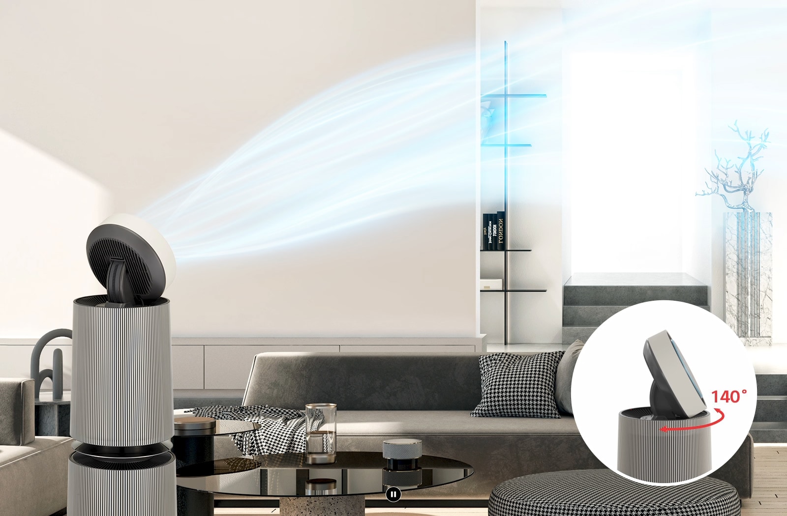 It shows that the wind from the product extends far away