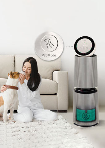 The person with the pet looks happy and the pet mode of the product is working