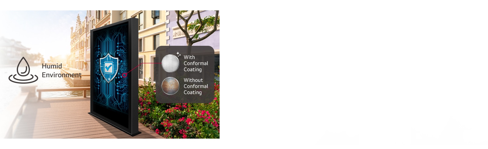 The XF3ES has Conformal Coating on its power board to protect the display, even in humid environment.