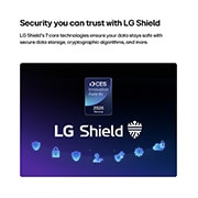 LG 65 inch LG OLED evo AI C6 4K Smart TV 2026, LG Shield, applied to LG OLED evo AI C6, is shown with an LG Shield logo at the center, security icons below, and a 2026 CES Innovation Awards Honoree badge above, representing data and system protect, OLED65C66LA, thumbnail 8