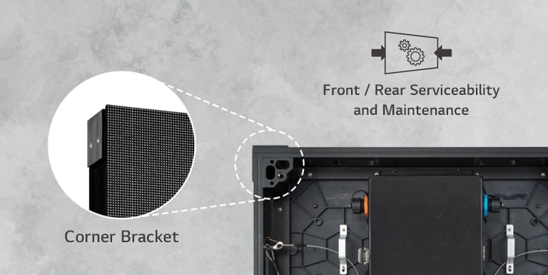 It shows the enlarged image of a corner bracket which is on the rear product.