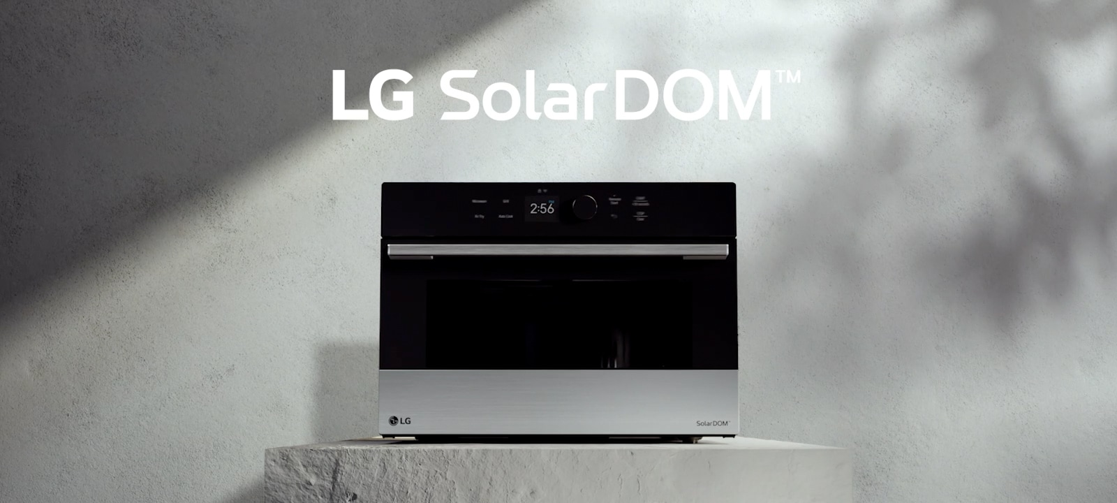 This image shows an LG cooking appliance, such as an oven, set against a black background.