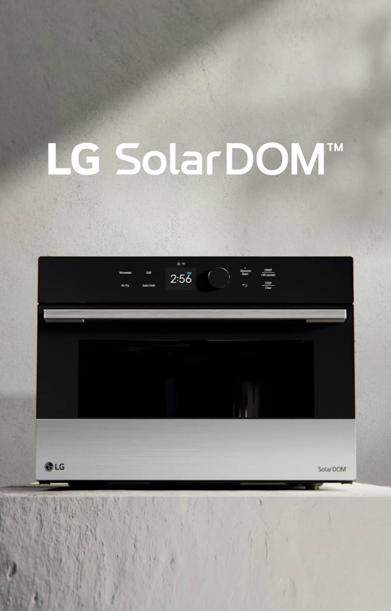 This image shows an LG cooking appliance, such as an oven, set against a black background.