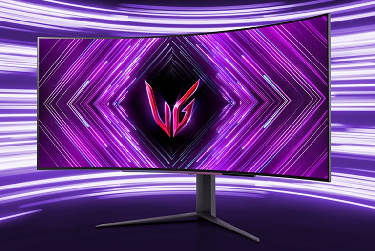 Product image of UltraGear OLED 45GS96QB gaming monitor.	