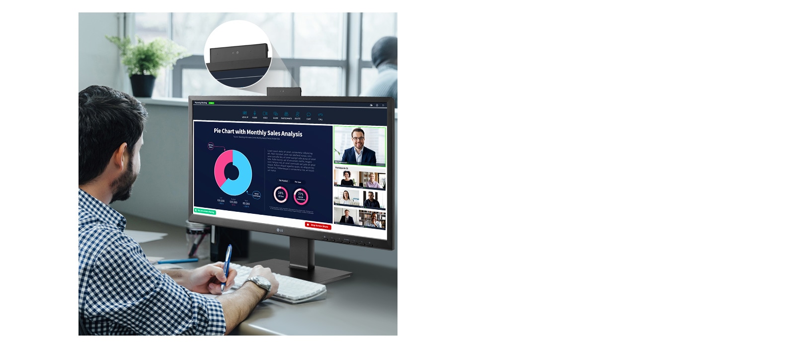 Pop-up Type Full HD Webcam offering improved security and the integrated mic.
