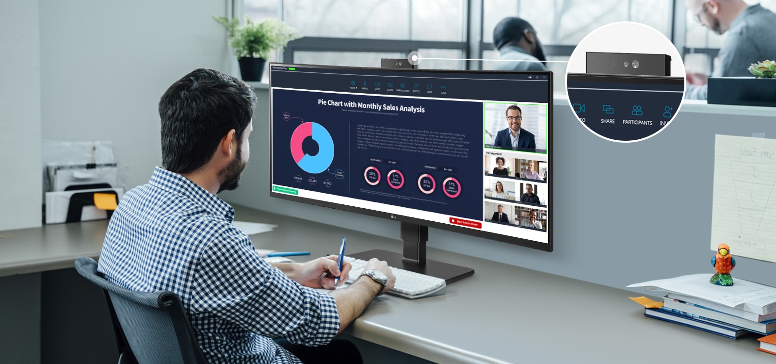 Pop-up Type Full HD Webcam offering integrated mic.