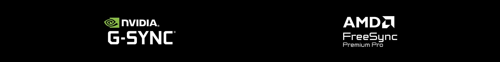 Logos of NVIDIA G-SYNC, AMD FreeSync.