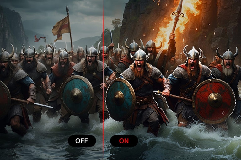 Comparison images with AI Picture function on and off.