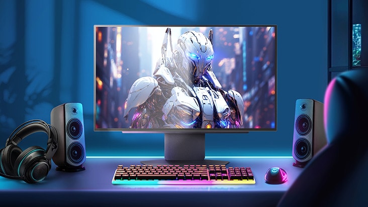 "A video demonstrating the glare-free screen of the LG UltraGear OLED gaming monitor, even under bright lighting conditions.	"	