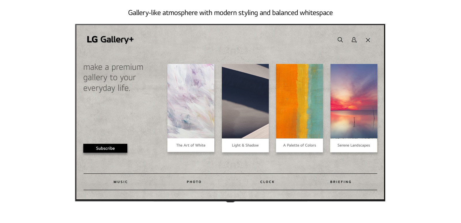 LG Gallery+ presents a visually appealing Home UI with curated art collections.