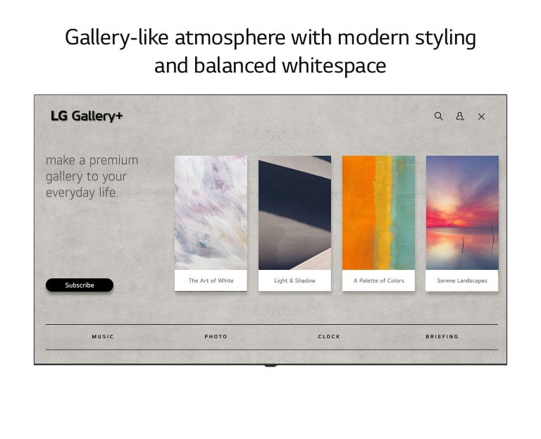 LG Gallery+ presents a visually appealing Home UI with curated art collections.