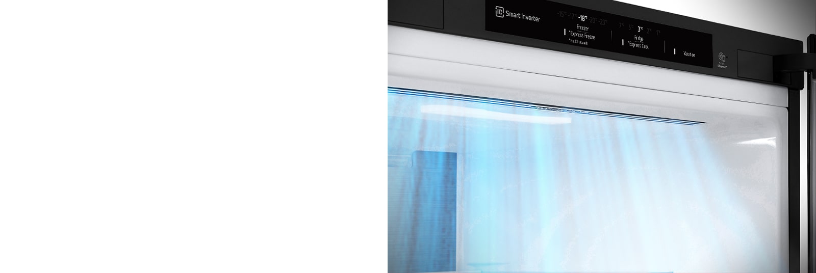 Close-up of air vents located at the front of the refrigerator, ensuring efficient and even cooling.