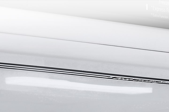 Close-up of soft LED lighting, effectively distributing light throughout the refrigerator and making it easy on the eyes.