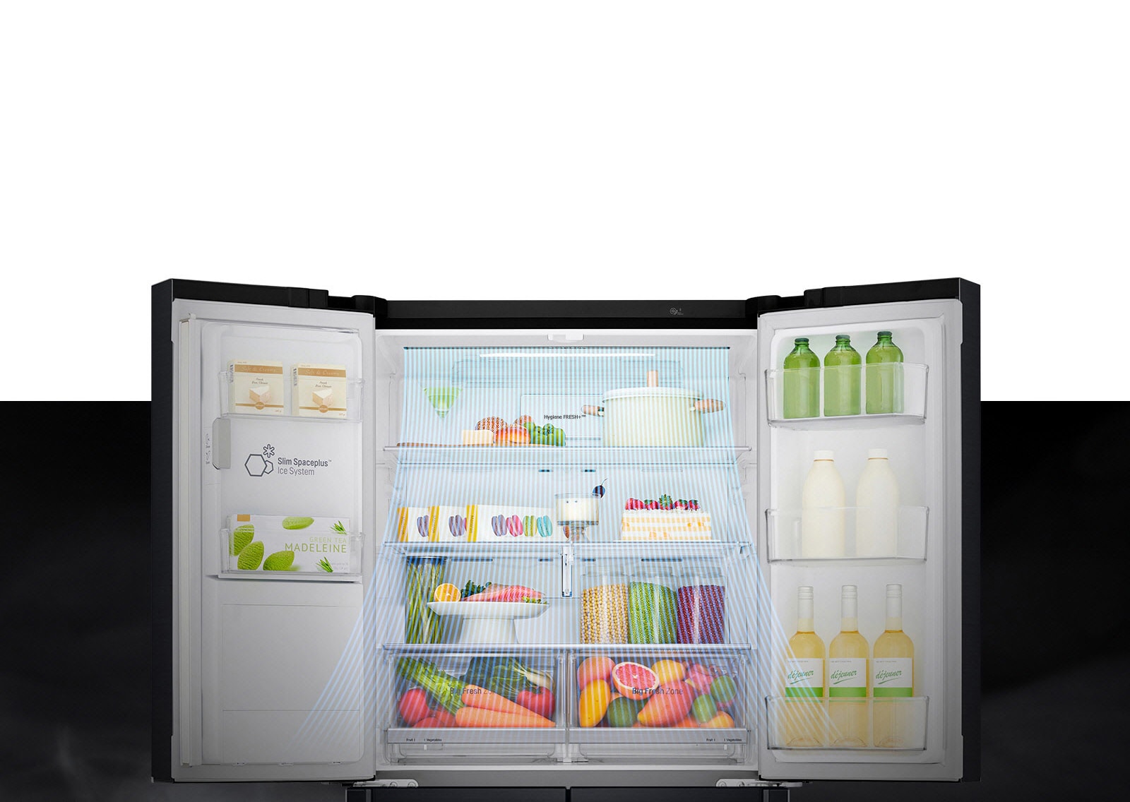 lg french door fridge helps maintain temperature to keep your food items fresh.