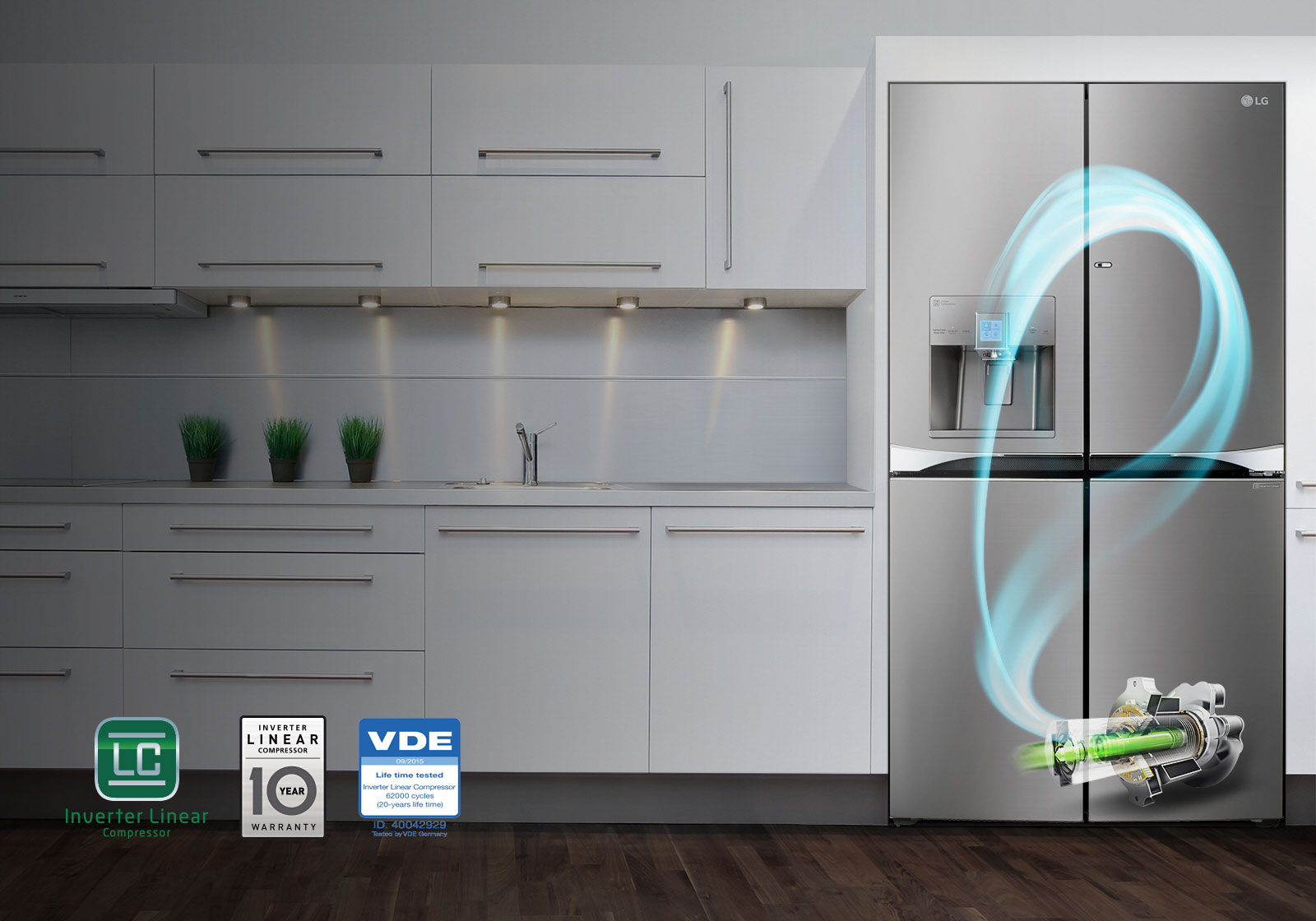 LG 4 Door Refrigerator, Inverter Linear Compressor, Smart Storage