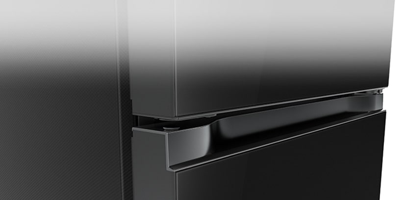 Close-up of square pocket handle with a sleek and minimal design.