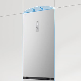 Flat door refrigerator integrated into kitchen cabinets, completing the sealess look.