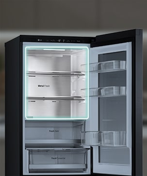 lg bottom freezer with Metal fresh feautre.