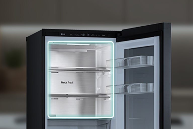 lg bottom freezer with Metal fresh feautre.