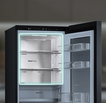 lg bottom freezer with Metal fresh feautre.