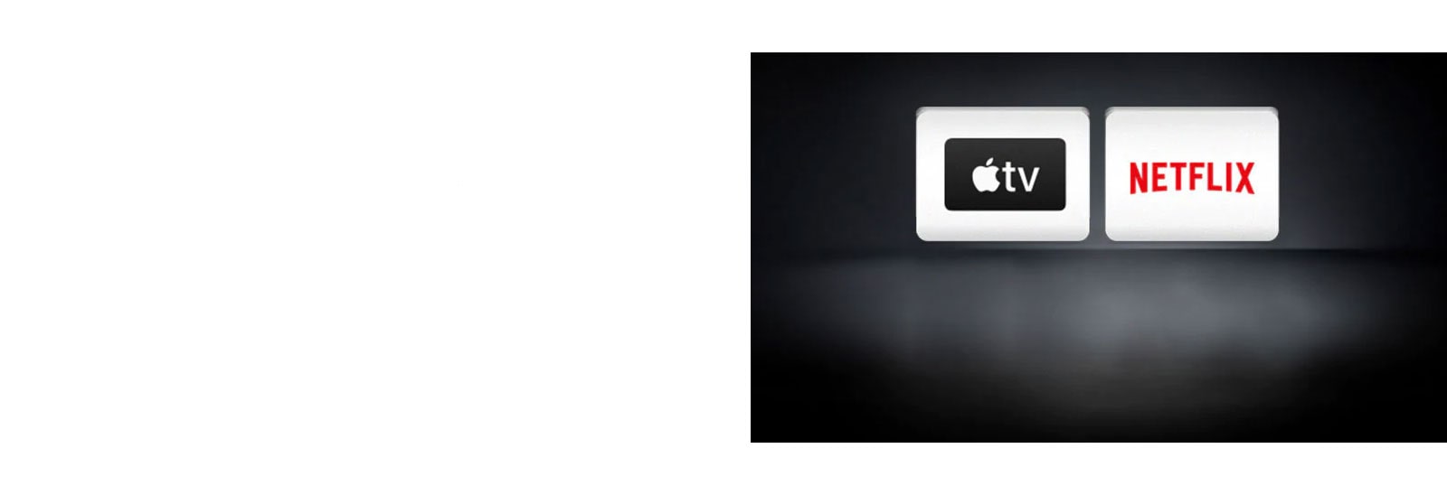 The LG Channels logo, the Netflix logo, the Disney+ logo, the Apple TV logo are arranged horizontally in the black background.