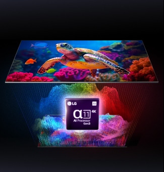 LG Micro RGB evo AI MRGB95 features Stunning Contrast through Micro Dimming Ultra, displaying millions of pixels and precise full-spectrum color separation, powered by the alpha 11 AI Processor 4K Gen3 with Dual AI Engine. 